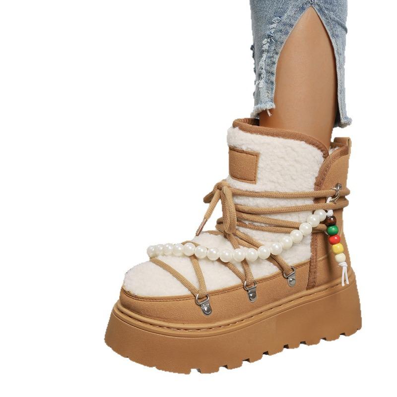 Women's Wide Width Platform Snow Boots, Suede Height Increasing Booties, Wholesale Versatile Winter Boots for Women