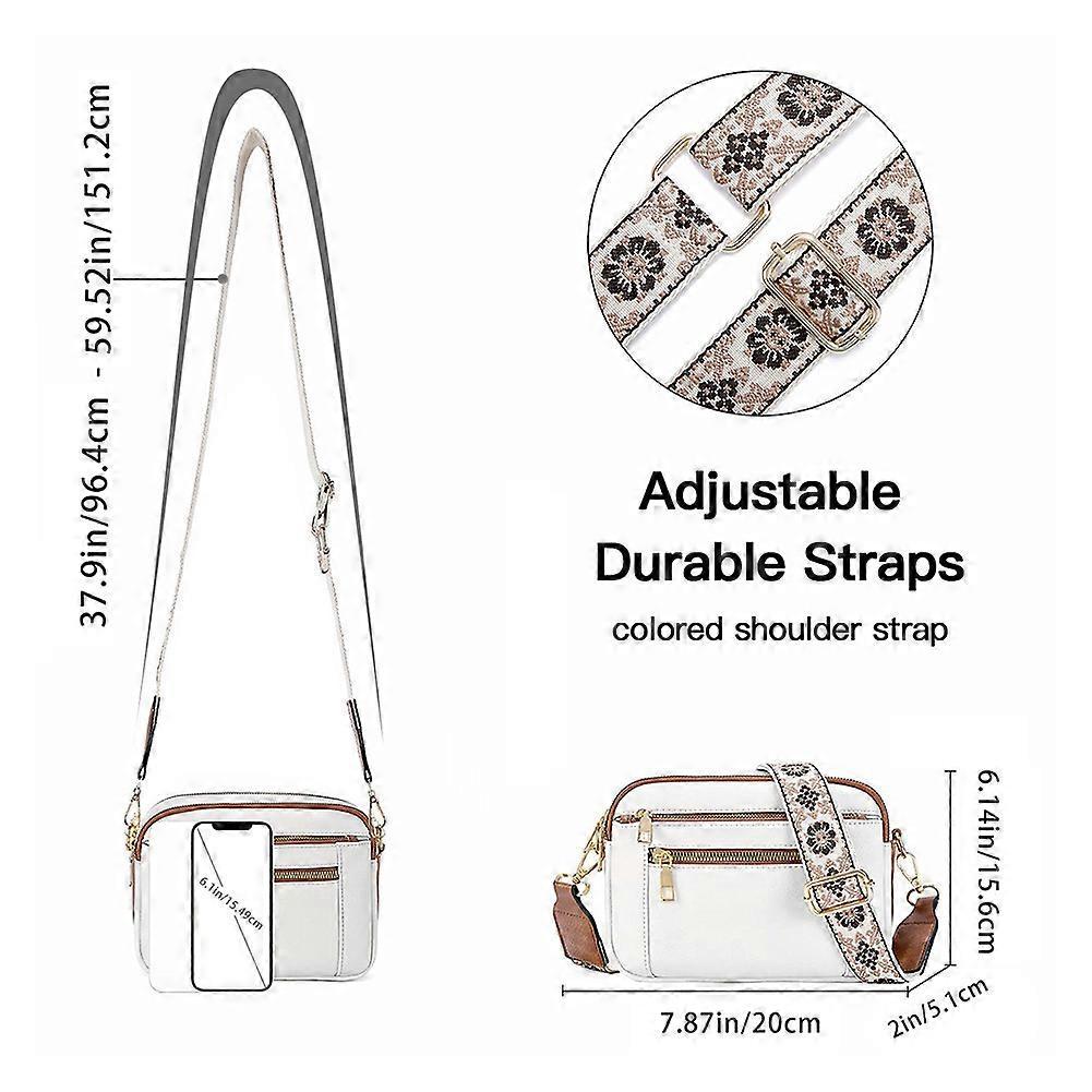 Vegans Leather Cross-body Bag With Striped Strap Anti-Theft Waterproof Elegant Handbag for Working Office