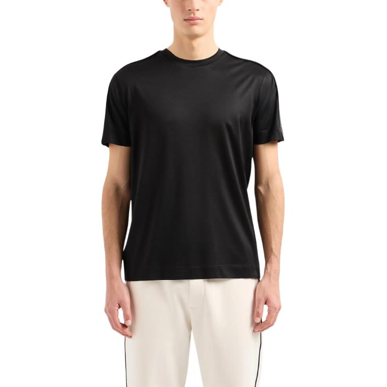 Emporio Armani Letter Logo Band Crew Neck Short Sleeve T-Shirt Men Tops Black 3D1TD3-1JUVZ-0999