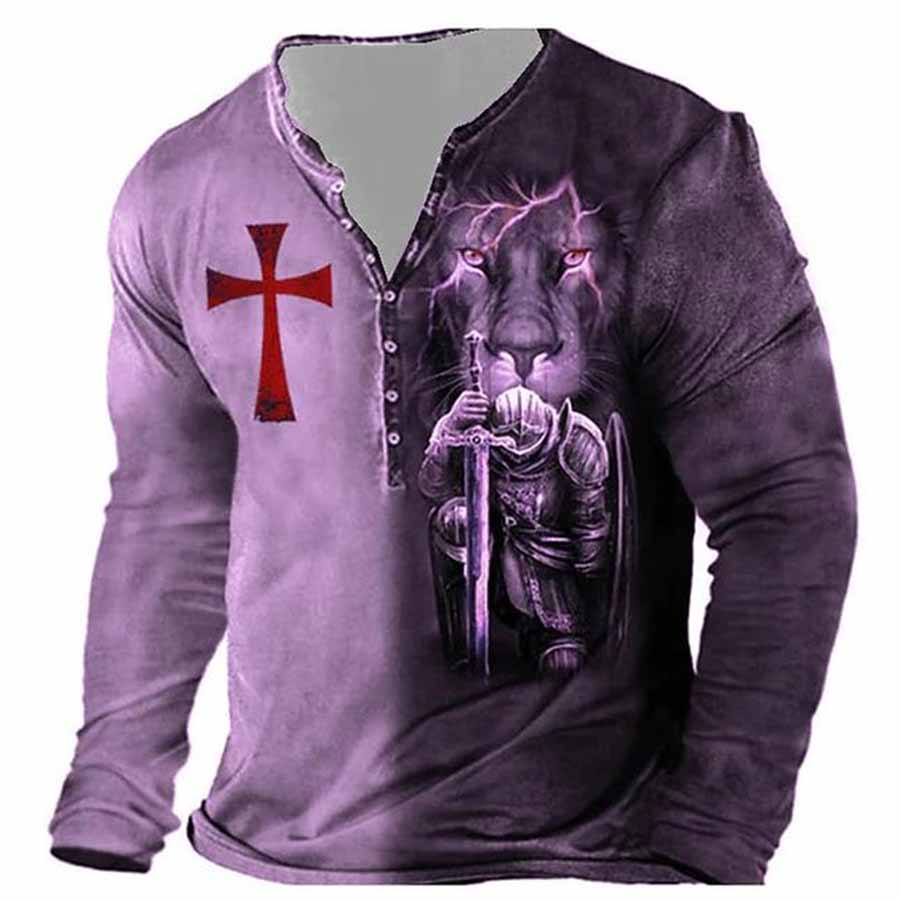 Høst Ny Herreklær 3D Digitaltrykk T-skjorte Herre Sport Mote Knapp T-skjorte