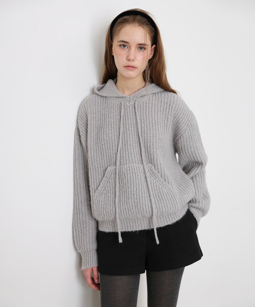Daenkeudieo Soft Hachi Hooded Knit - Gray
