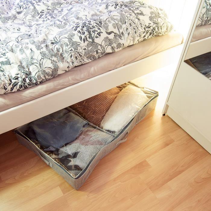 Sac de rangement sous lit - Navaris - Lot de 2 - 91 x 54 x 13,5 cm - 66 L - Polyester non-tissé