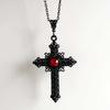Gothic Cross Necklace With Red Crystal Pendant For Women And Men