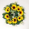 Artificial Sunflowers Wreath 15 Inch Decorative Flower with Yellow and Green