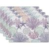 Coral Starfish Seashell Printed Placemats Heat Resistant Nautical Coastal Dining Beach Party Everyday Family Table Decor