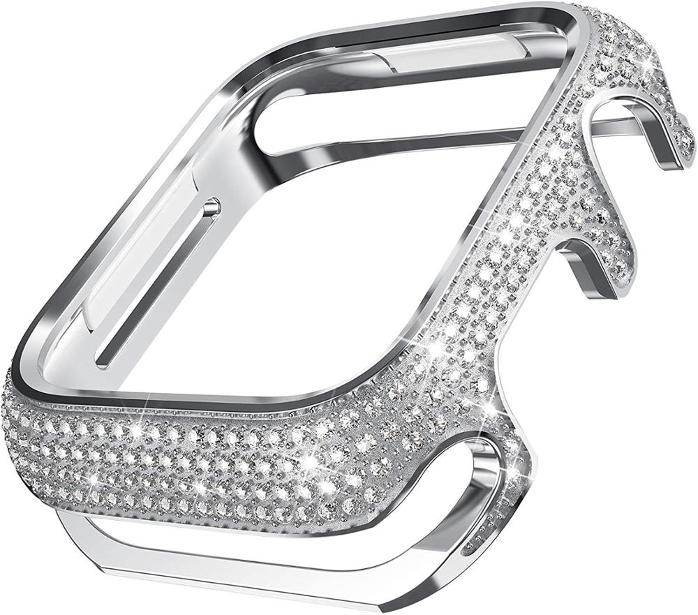 Diamond Watch case For Apple watch case 45mm 41mm 44mm 40mm Series 9 8 7 6 5 4 3 SE Luxury diamond protective cover iWatch shell