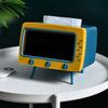 Tissue Box Holder Retro TV Shaped Tissue Case with Cell Phone Holder Multi-Functional Toilet Paper Napkin Dispenser for Room Bedroom Bathroom Dining