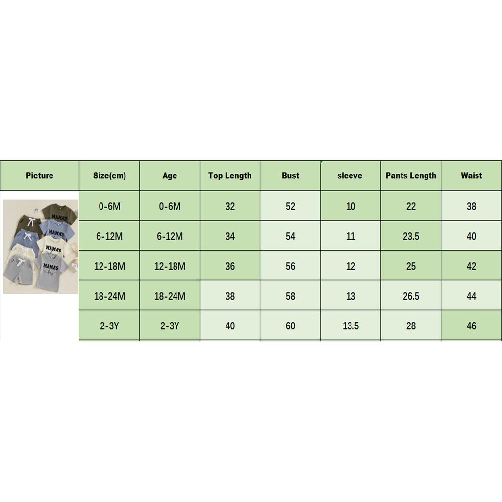 Toddler Boys Summer Outfits Letter Embroidered Waffle Short Sleeve T-Shirts Elastic Waist Shorts 2Pcs Clothes Set