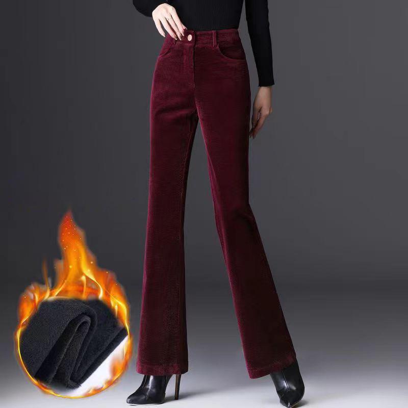 

Жіночі мікро-пул штани з високою посадкою Зимові Осінні Вельветові Повсякденні Вільні Універсальні Штани XS