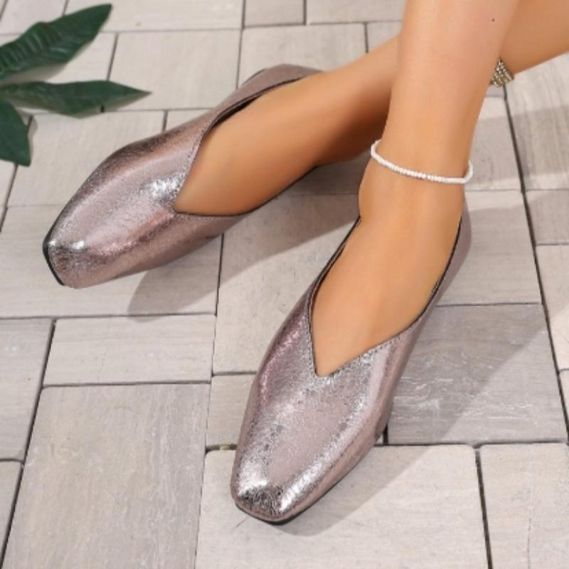 Fashion Women's Loafers Genuine Leather Luxury Shoes Sss Grade Silver Heels Gold Pumps Square Toe Elegant Mary Janes Shoes For Women