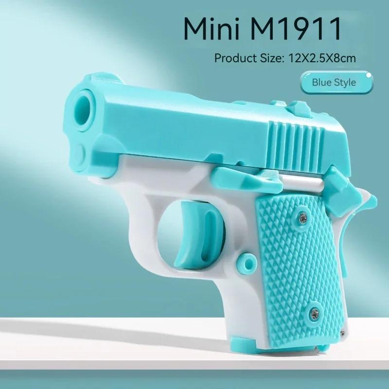 Safe Plastic Toy Pistol Colorful Mini M1911 Model Gun Non-Shooting Luminous Fidget Toy for Kids Little Boys Birthday Gifts