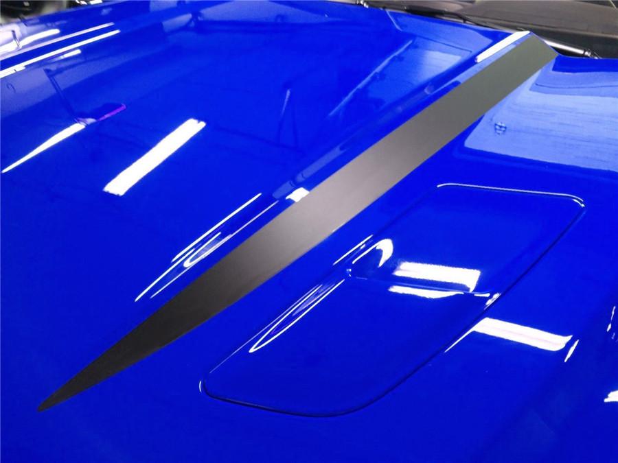 2Pcs Matt Black Car Hood Graphics Stripes Sticker For Ford Mustang 2015 2016