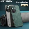 KEYSION Luxusní kožené pouzdro pro OPPO Reno11F 5G Silikon+PC Nárazuvzdorný zadní kryt telefonu pro OPPO Reno 11F 5G