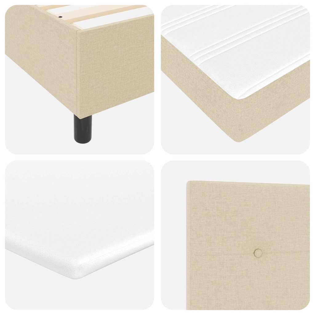 Box Spring Bed with Mattress and Headboard Cream 80 x 200 cm Fabric