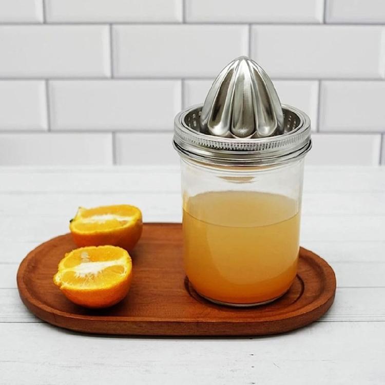 Tappo Spremiagrumi per Vaso Mason Acciaio Inossidabile Spremiagrumi Manuale per Limone Arancia Estrazione Succhi Lavabile in Lavastoviglie