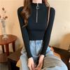 Women's Slim-Fit Zipper High-Neck Knitted Base Layer, Versatile Long-Sleeved Top for Autumn and Winter 2022