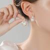 Lifetime Love Silver Needle Stud Earrings Pearl Slightly Inlaid Bead Water Drop Earrings Temperament Fashionable Woman