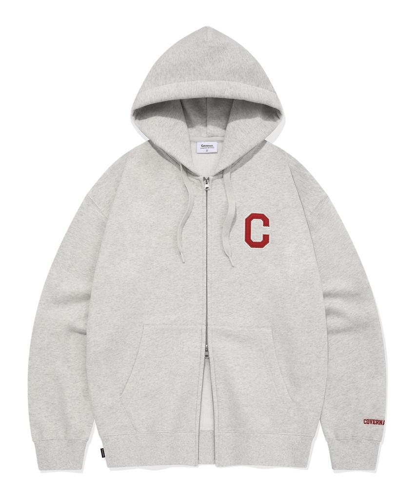 COVERNAT C Logo Hoodie Zip-Up Oatmeal