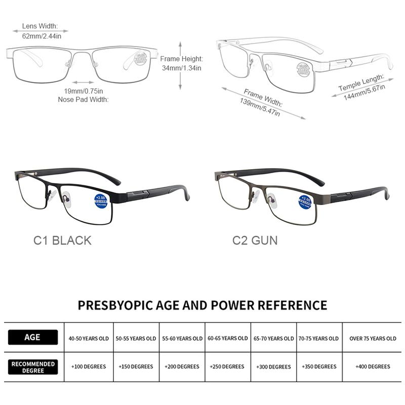 High Quality Stainless Steel Reading Glasses Men Women Fashion Presbyopic Eyeglasses Business Hyperopia Anti Blue Light Eyewear