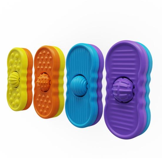 4Pcs/Set Silicone Fidget Slider Sensory Toy Focus Aid Anxiety Stress Relief Textured Slider Toy Decompression Rolling Ball Slider Toy