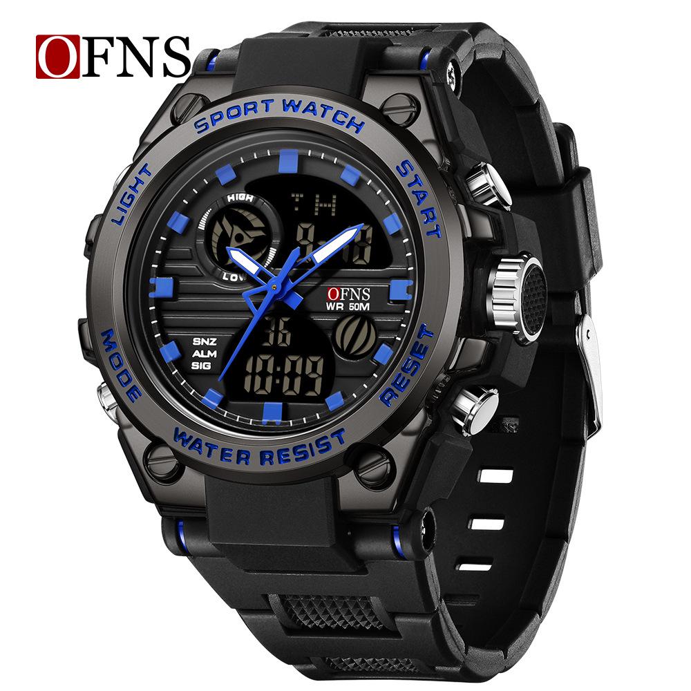 Sanda Men's Multifunctional Dual Display Luminous Waterproof Sports Watch for Teens