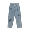 Prints Jeans Men Streetwear Baggy Wide Leg Jeans Korean Fashion Drapes Straight Casual Loose Denim Cargo Pants