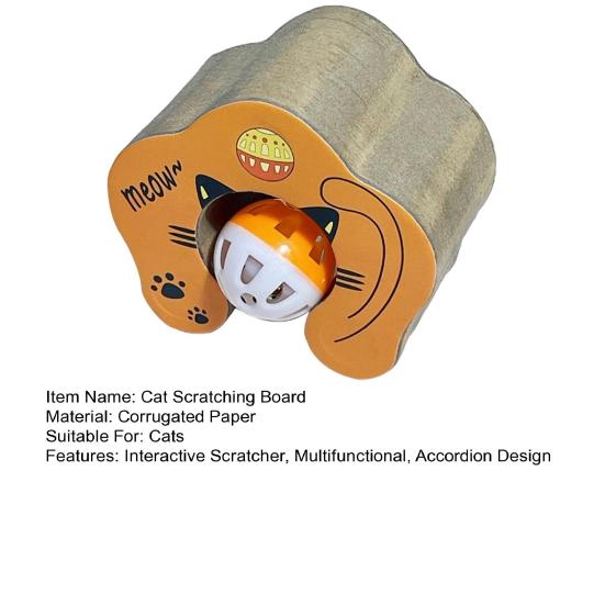 Yousheng Cats Accordion Scratcher Magnetic Accordion Cat Scratching Board with Bell Ball Interactive Foldable Funny Scratcher for Indoor Cats Mental