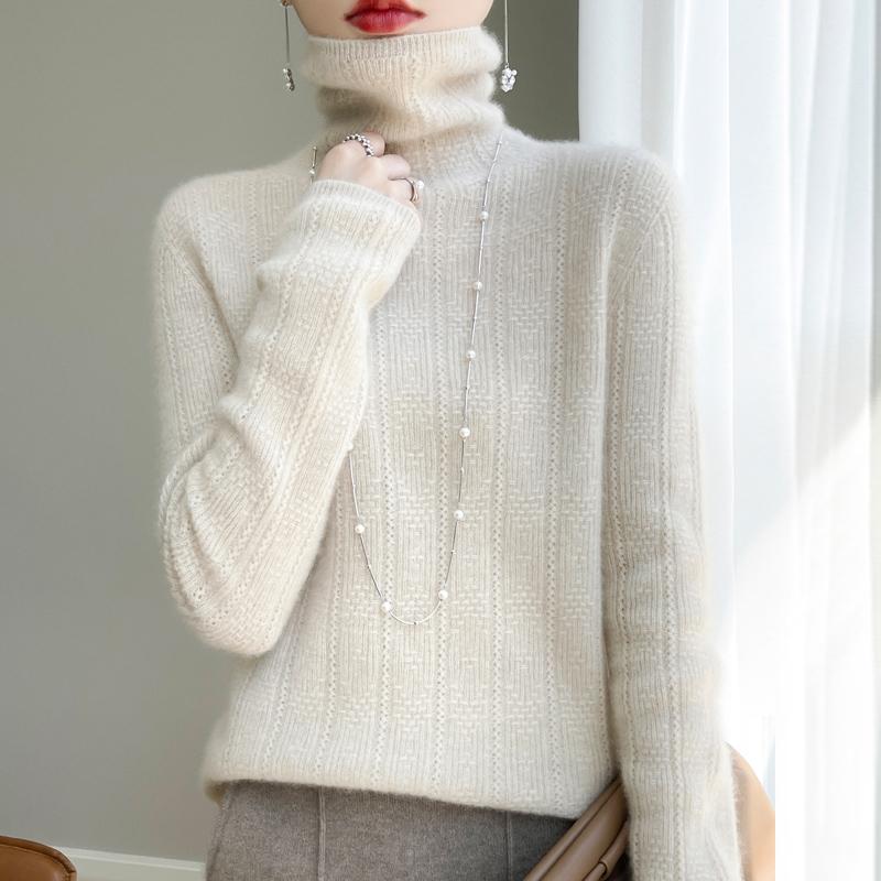 

Женский свитер 100% шерсть MODERN NEW SAGA водолазка вязаный пуловер толстые зимние джемперы женские вязаные топы 2XL бежевый