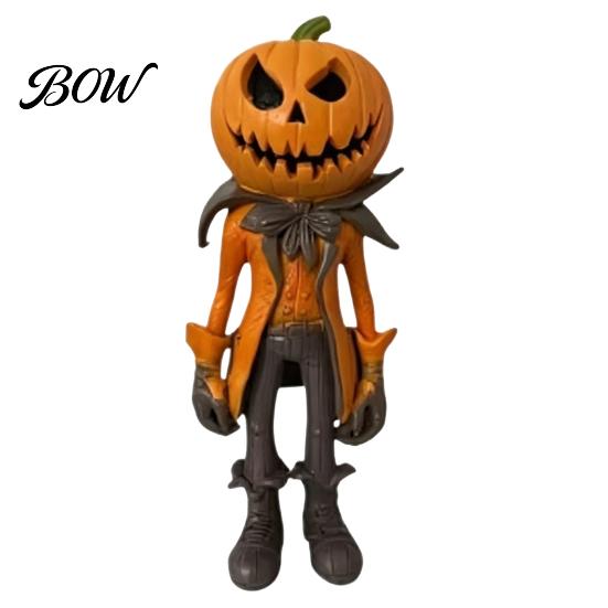Harz Herbst Tischdekoration Kürbis Hexe Figur, Gruselige Halloween Statue mit Laterne, Saisonal Bauernhaus Vintage Gotisch für Tischplatte Kaminsims Regal