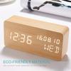 Alarm Clock, Digital Alarm Clock for Bedroom, Wooden Desk Alarm Clock, with Voice Control, Date and Temperature Adjustable, 3 Brightness Display LED