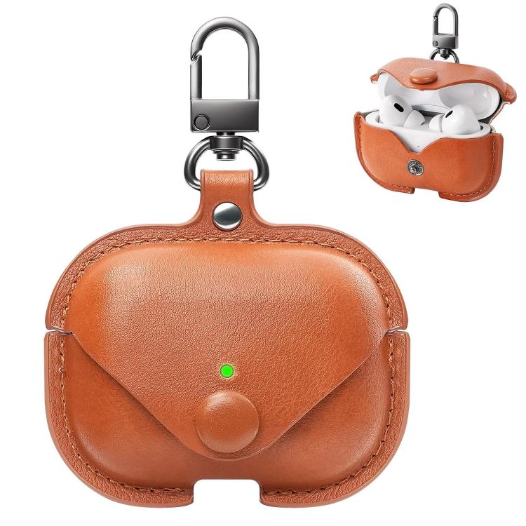 Business PU Leather Earphone Protective Case With Hook for AirPods Pro 3
