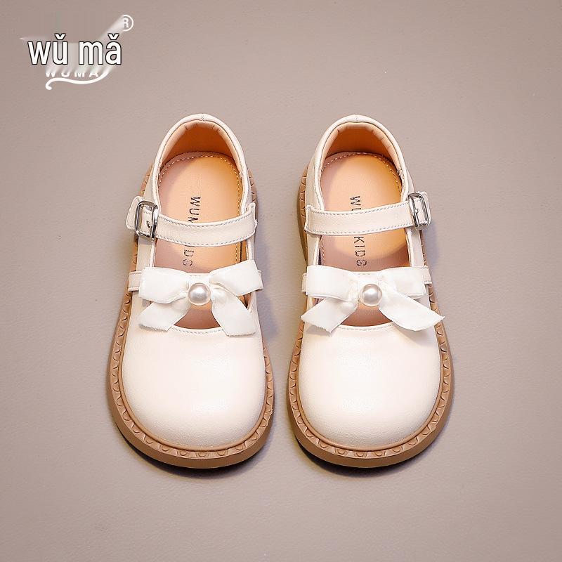 

Wuma Girls Pearl Bow Princess Leather Shoes, Spring/Autumn 2025 Size 26-30, Set of 5 pairs, 64 yuan per pair білий/вершковий