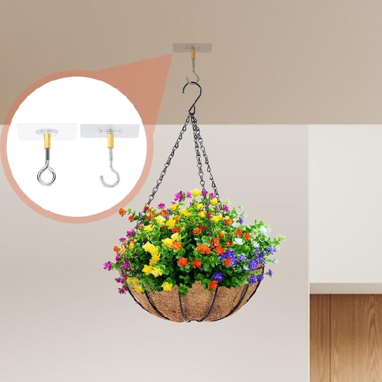 Plant Hanger Removable Strong Adhesive Ceiling Hooks Multipurpose Hanging Solution For Curtains Lights Decoration