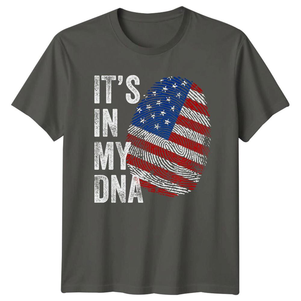 Its In My DNA US Flag Fingerprint Patriotic Unisexs TShirt Unisexs Tee Graphic S