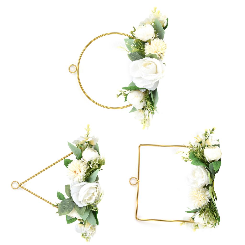 Blumenkranz Metallring Kranz Künstlicher Wandhängekranz für Hochzeit Zuhause Café