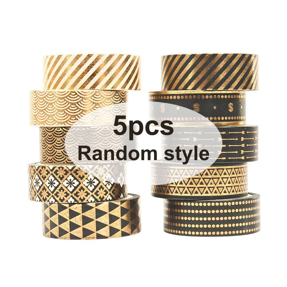 

5/10pcs Black Gold Paper Tape DIY Gift Packaging Thin Gold Foil Printed Decoration Fashion Office Supply Stationery YMY