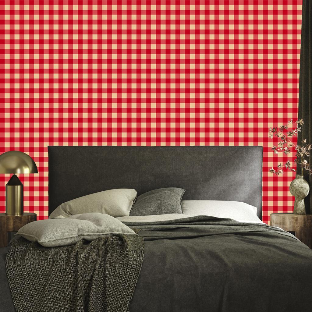 Christmas Autumn Plaid Wallpaper Coral and Red 50x1000