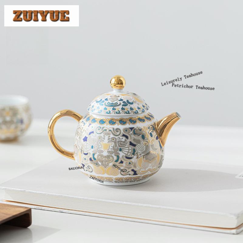 Gold Silver Taotie Tea Set Complete Set Vintage Tea Ceremony Set Household Tea Soaking Teapot And Tea Cup Set Teaset Ornaments