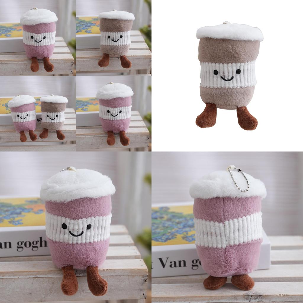 Plush Keychain Cute Cartoon Coffee Cup Pendant With Pp Cotton Filling For Bag Decor And Gift