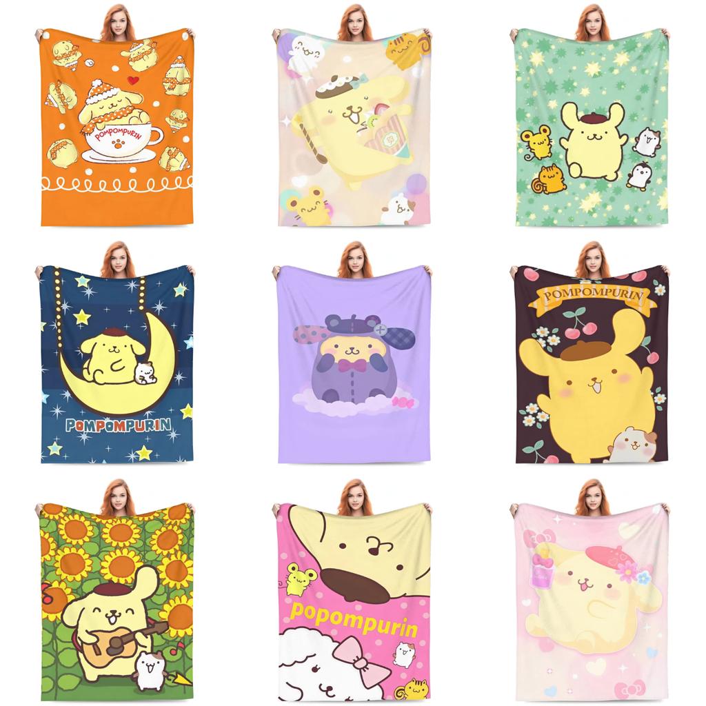 Pom Pom Purin Halloween Warm Soft Blanket Travel Office Plush Throw Blanket Outdoor Flannel Bedspread Sofa Bed Cover