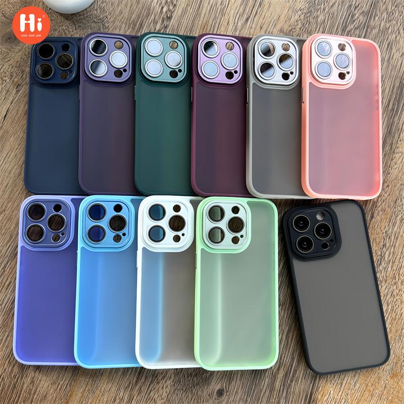 

E-commerce fine shield skin feeling suitable for Apple 15 mobile phone case with lens film iPhone14 matte 13promax soft edge hard case