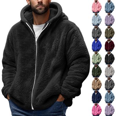 Herrenmode einfarbig Patchwork Sweatshirt locker doppelseitiger Samt warme Jacke Reißverschluss Oberbekleidung