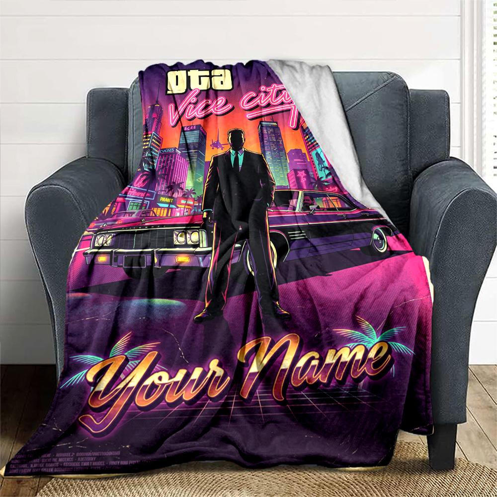 Grand Theft Auto Customize Your Name Blanket Gift Personalized Blanket Warmthful Decor Throw For Office Bedding Chair Home Decor for All Occasions