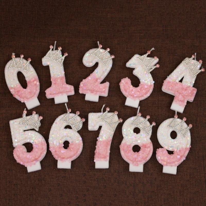 Birthday Number 0-9 Candles Crown Number Candles Happy Birthday Cake Decorated Baby Shower Insert Decor Festival Supplies