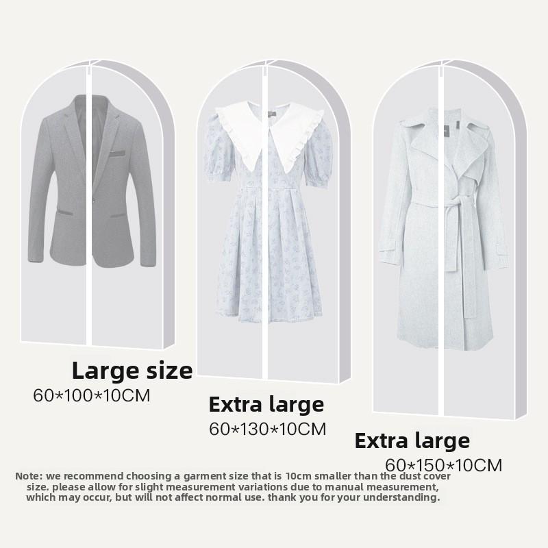 Minimalist Waterproof Garment Dust Cover With Transparent Pvc For Wardrobe Storage