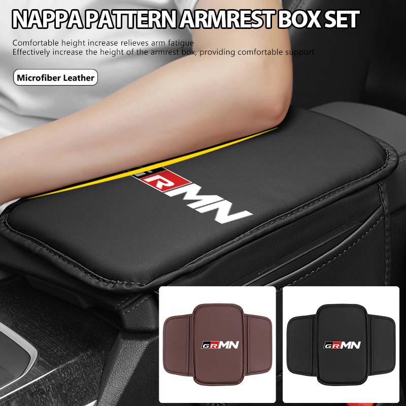 For Toyota Leather Car Armrest Box Cushion Side Storage Pocket Protector Cover GR Sport Crown RAV4 Yaris Land Cruiser Corolla