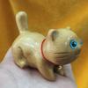 Pet Ornaments Miniature Wood Cat Statue Cute Handmade Carving Animal Statue Cartoon Natural Cat Figurine Desktop