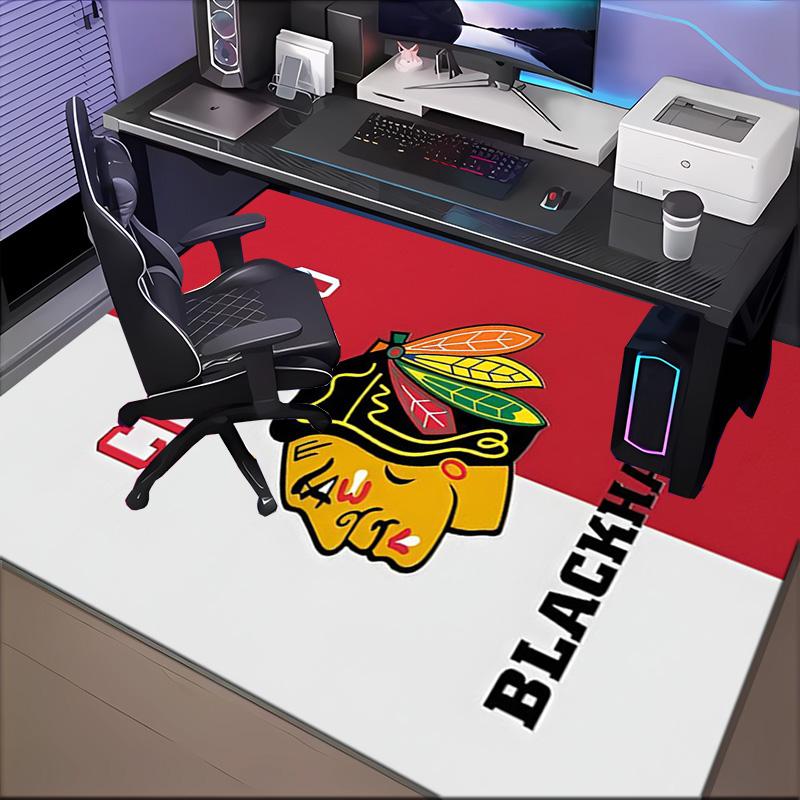Blackhawks Kunstbodenmatte für Wohnzimmer, Spielzimmer, Büro, Schlafzimmer, Bürobodenmatte Verspieltes Design, Weihnachts-Fan-Geschenke
