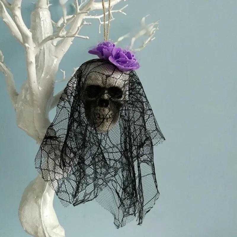 Terror Skull Hanging Ornaments Foam Skull Bride Clothes Bone Head Scene Layout Props Home Decorations Festival Party Supplies