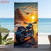 1 Stück Atembertuch Motorrad Sonnenuntergang Strandtuch, Kräftiges Fahrradmotiv Pooldecke, Coole Sommerstimmung Handtuch